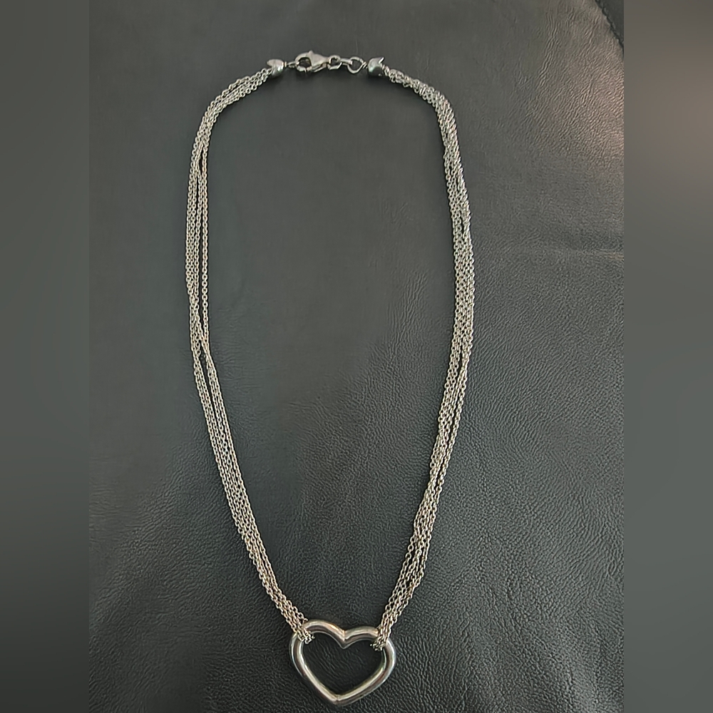 Genuine Sterling Silver Heart Pendant Necklace